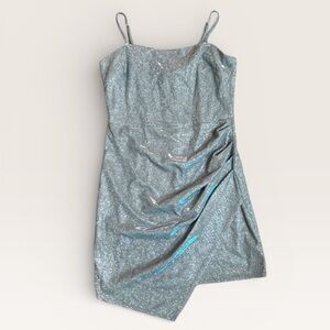 Honey and Rosie Blue Shine Asymmetrical Dress